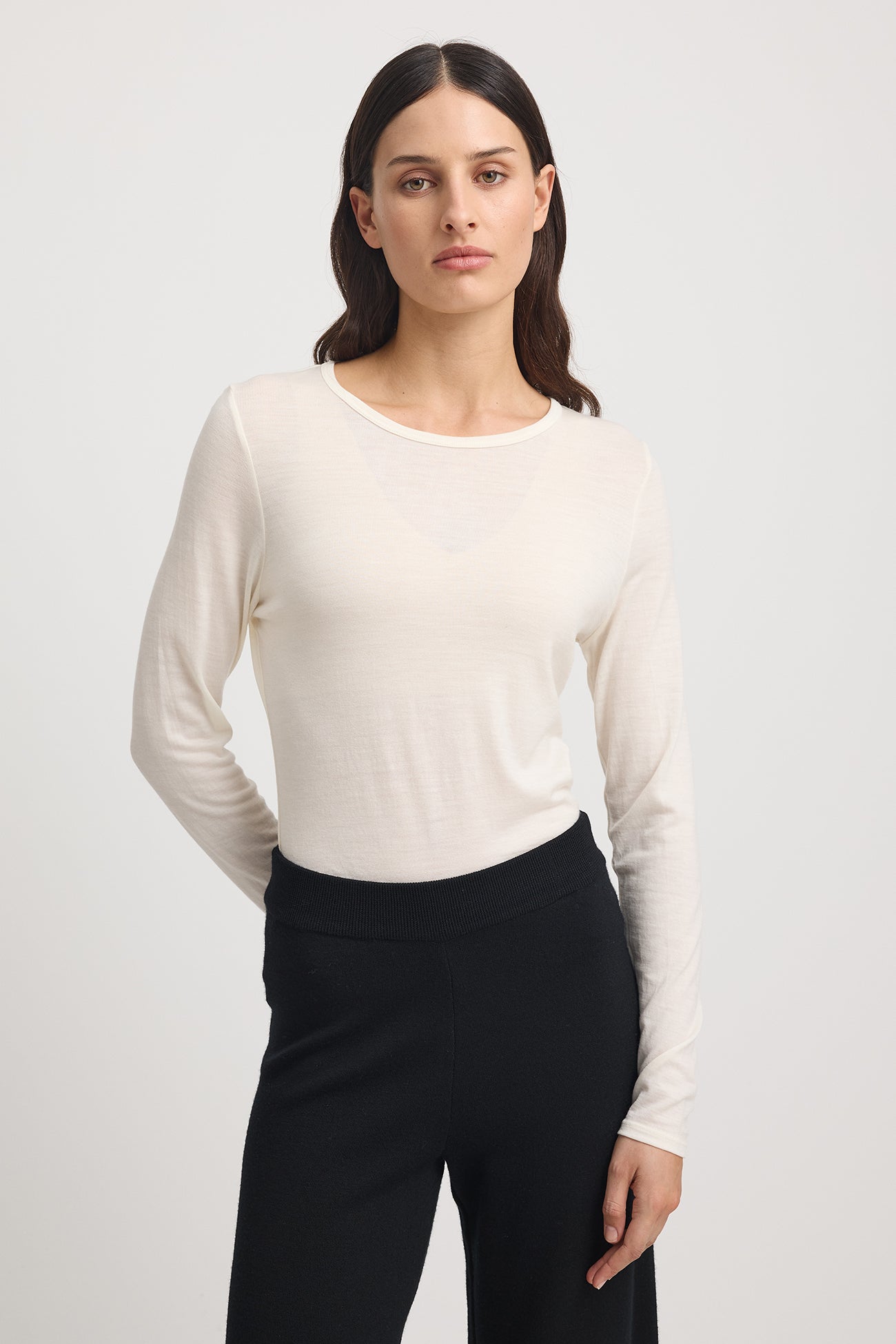 TOORALLIE CREW MERINO TEE - WARM WHITE