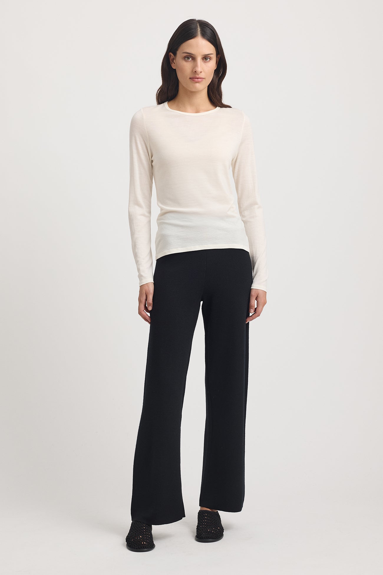 TOORALLIE CREW MERINO TEE - WARM WHITE