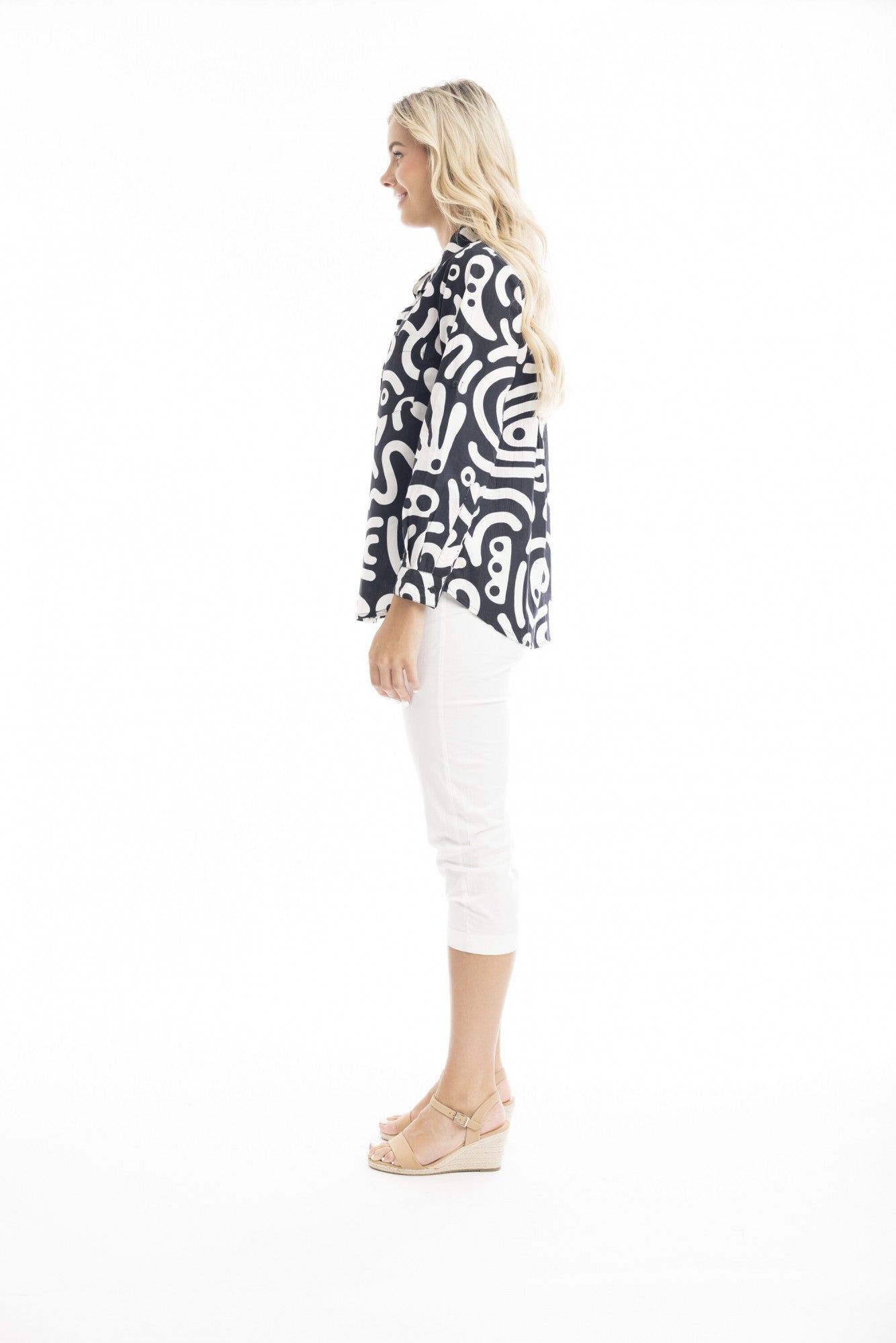 ORIENTIQUE POPLIN PRINT SHIRT