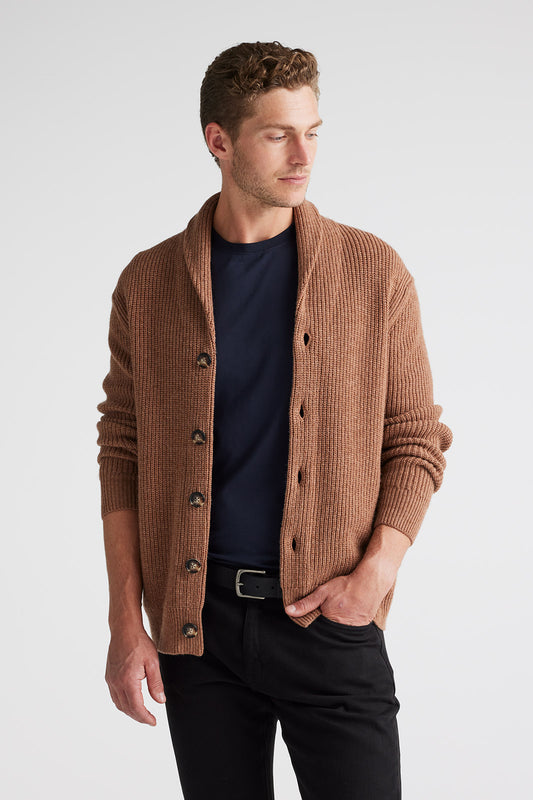 TOORALLIE RIBBED SHAWL CARDIGAN
