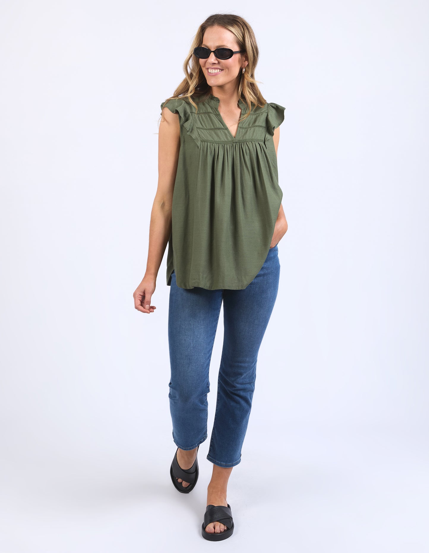 ELM MARKET LACE TRIM BLOUSE