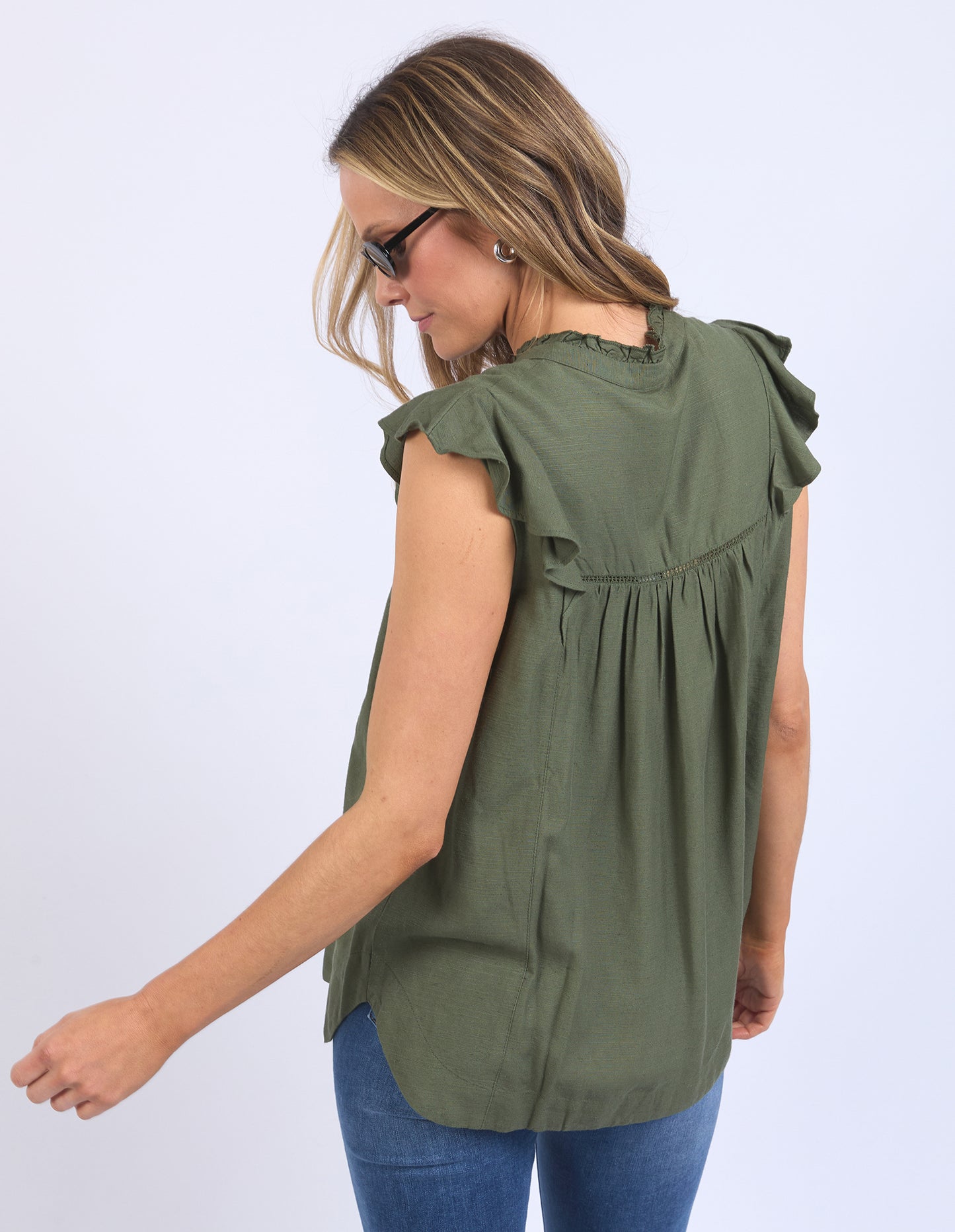 ELM MARKET LACE TRIM BLOUSE