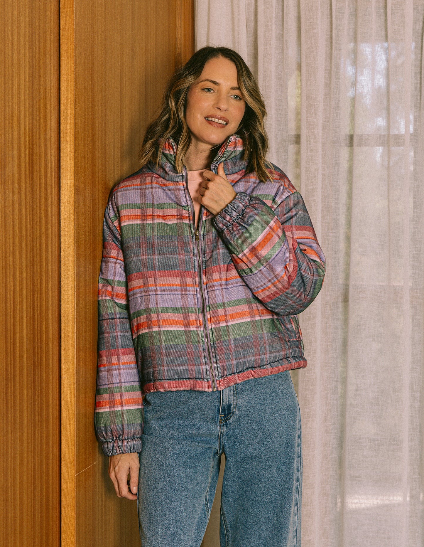 ELM CORD CHECK JACKET
