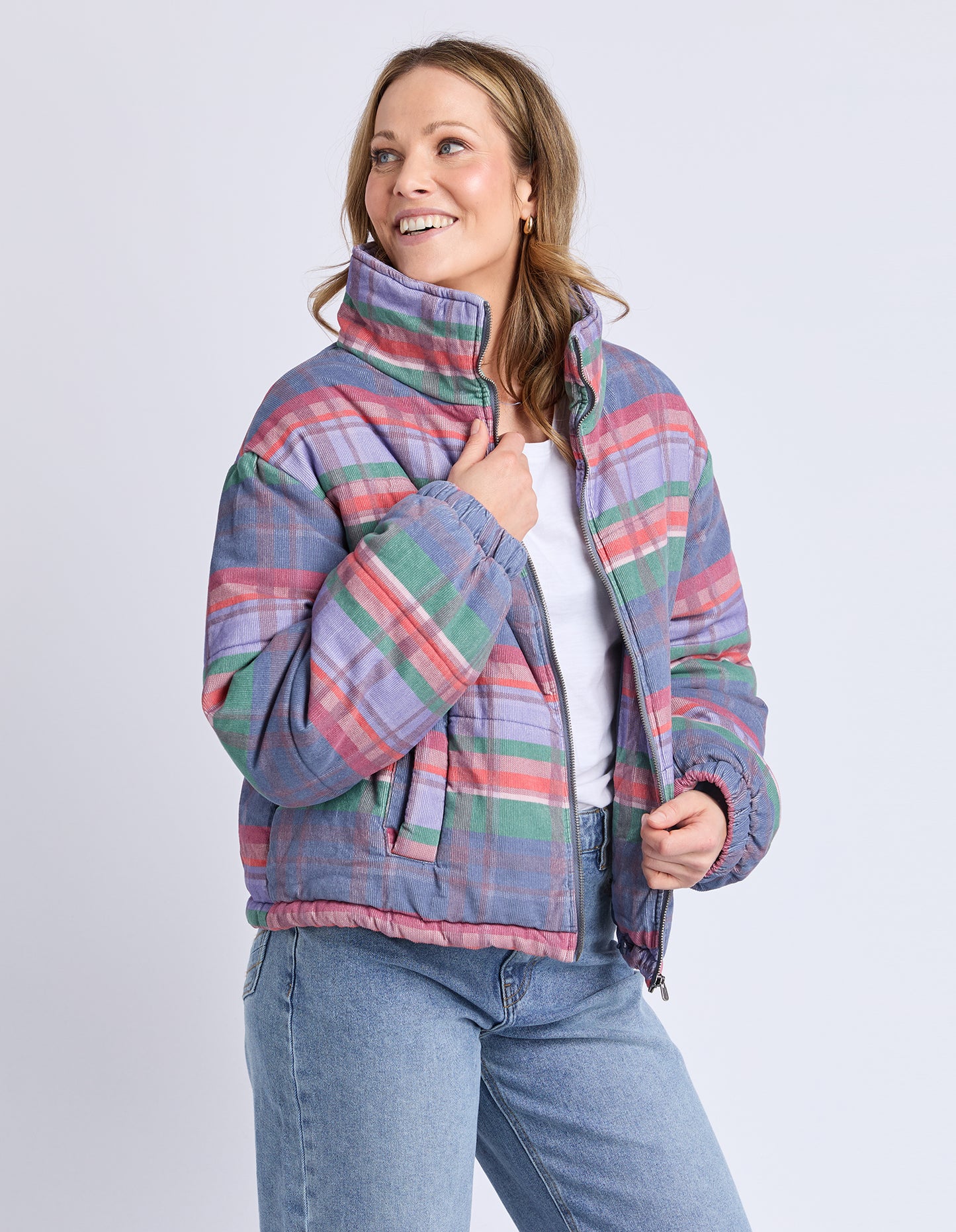 ELM CORD CHECK JACKET