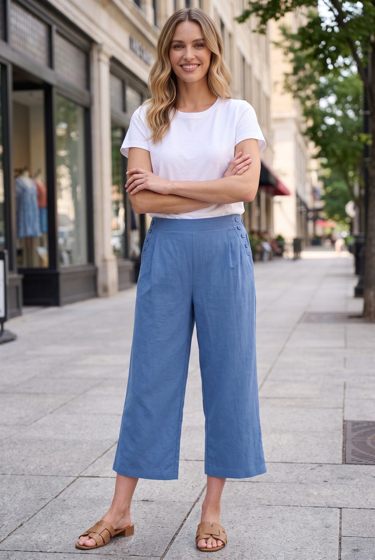 GIVONI CROP BUTTON PANT