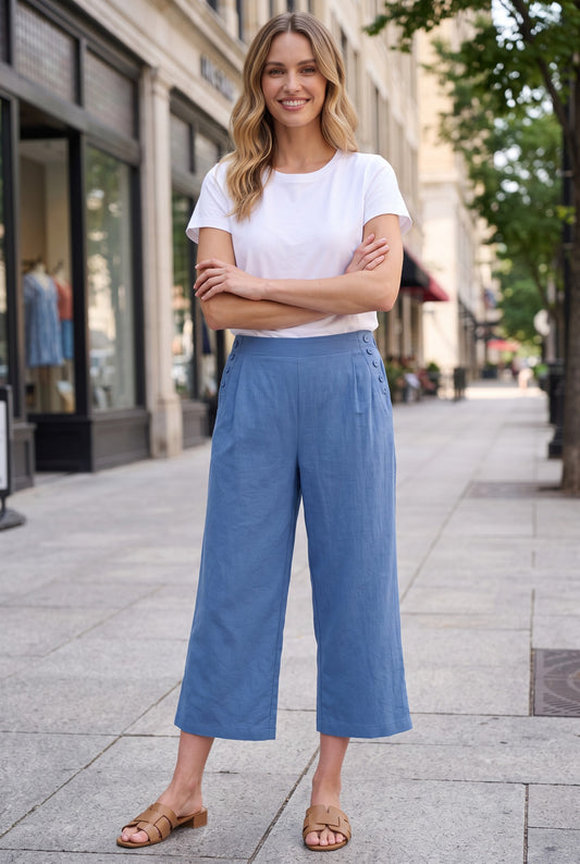GIVONI CROP BUTTON PANT