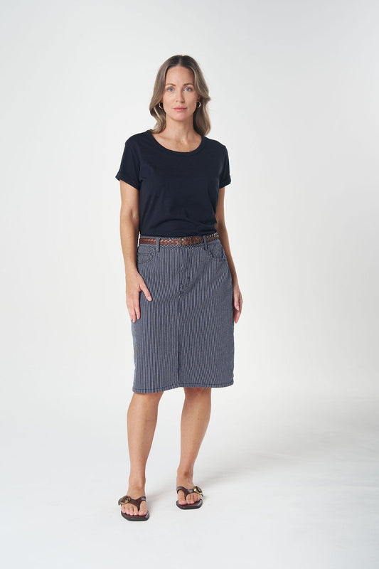 GOONDIWINDI COTTON 5 POCKET STRIPE SKIRT