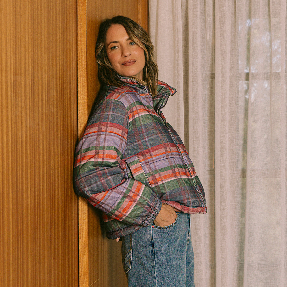 ELM CORD CHECK JACKET