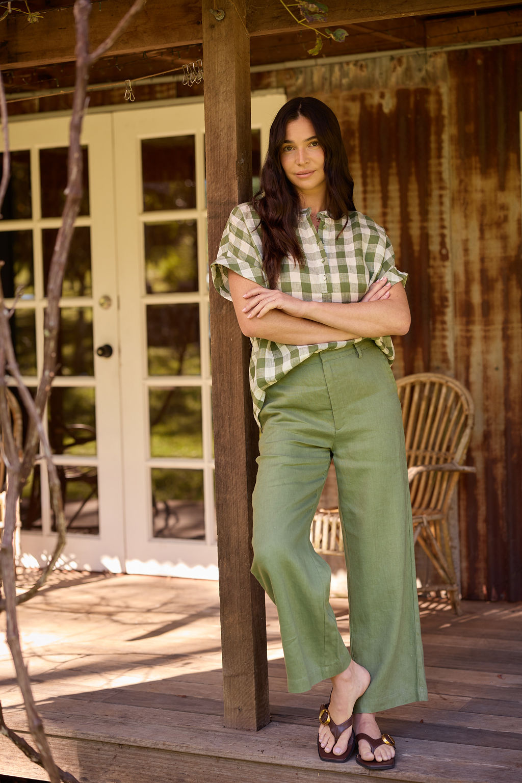 GOONDIWINDI HONEY GINGHAM BLOUSE