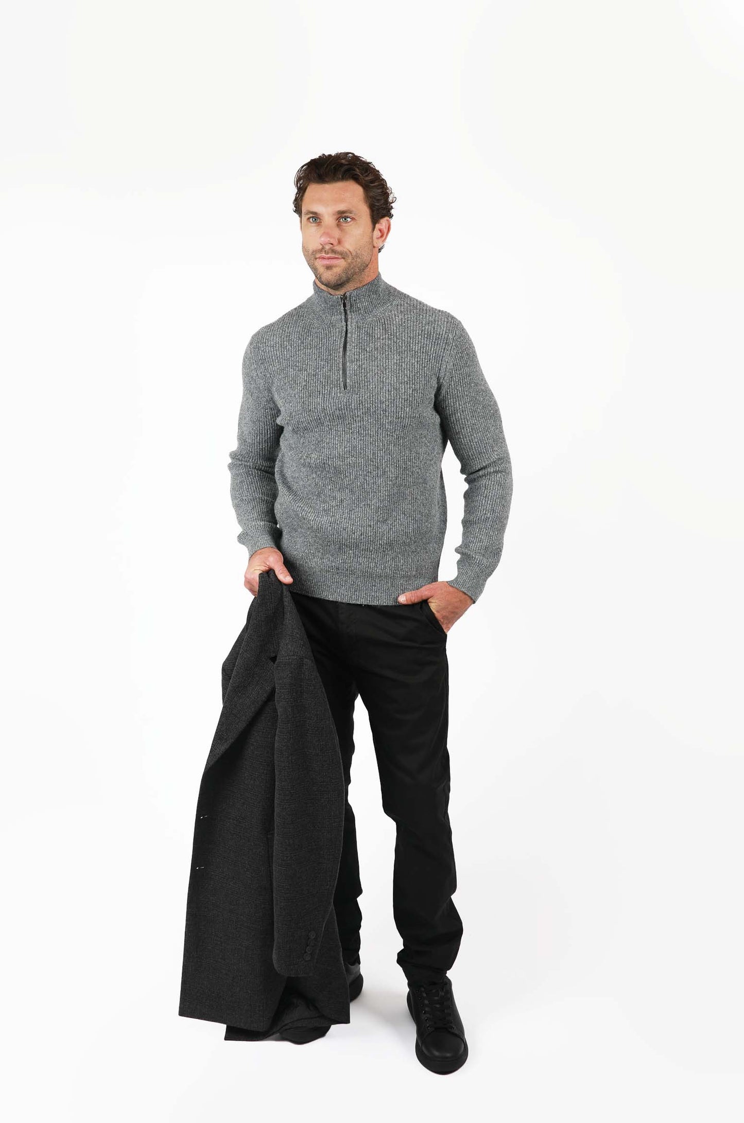 JAMES HARPER RIBBED 1/4 ZIP JUMPER