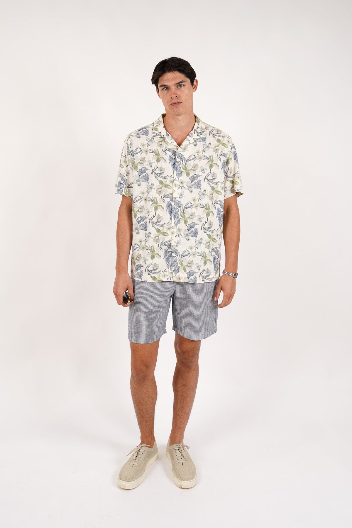 JAMES HARPER LINEN BLEND STRIPE SHORT