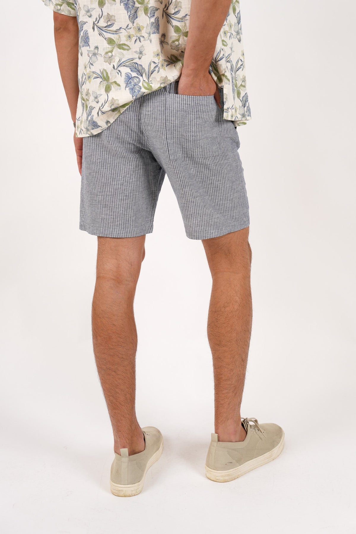 JAMES HARPER LINEN BLEND STRIPE SHORT