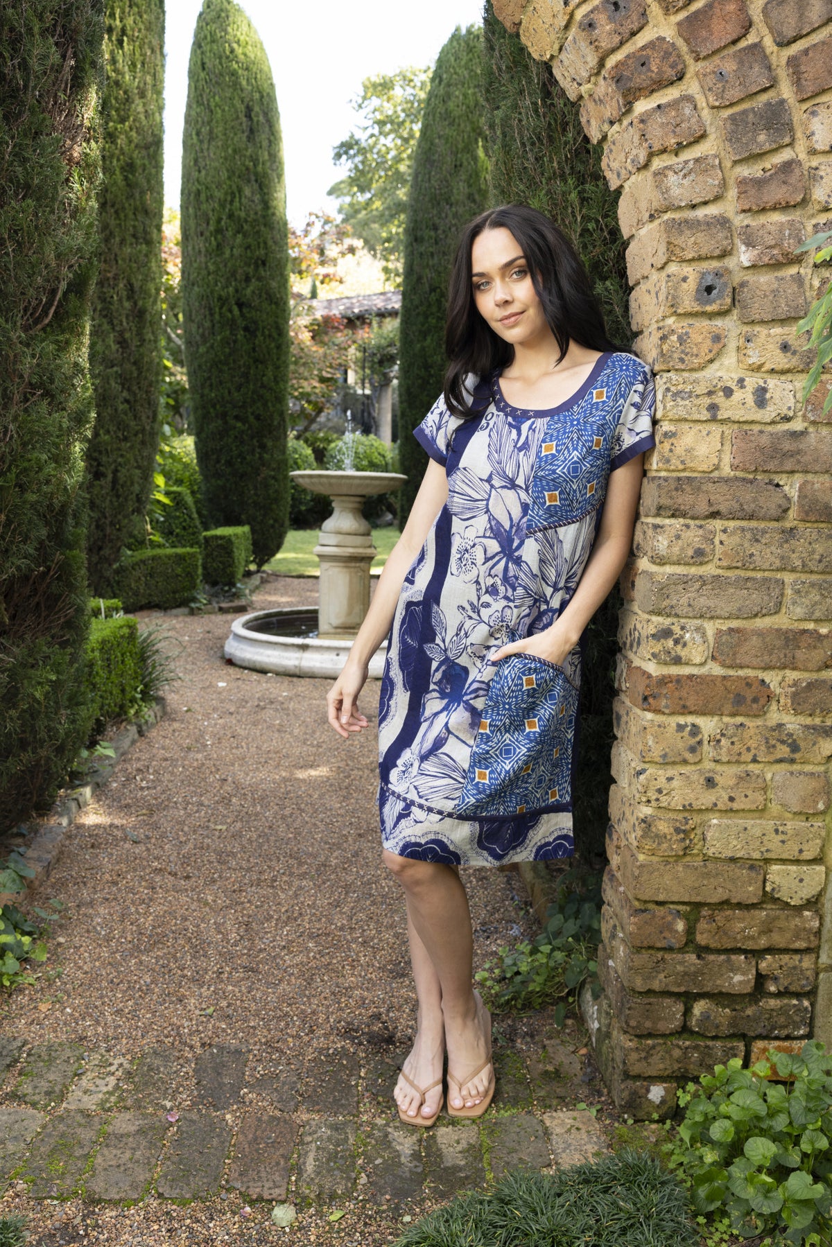 ORIENTIQUE AVIGNON PATCH PRINT DRESS