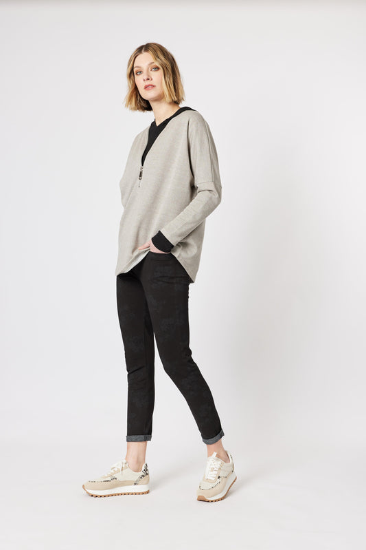 CLARITY ZIP DETAIL KNIT TOP
